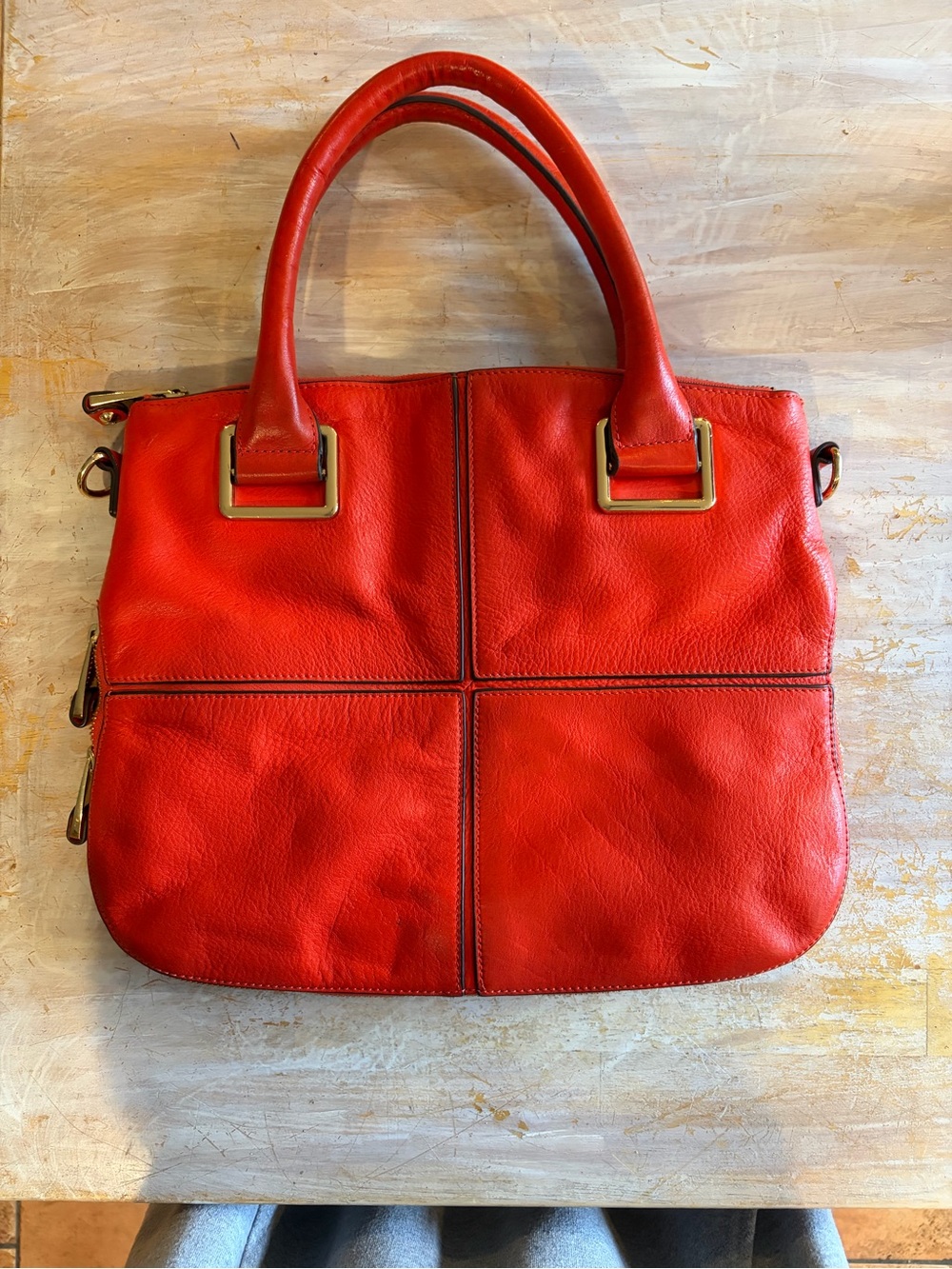 Vince Camuto red leather handbag